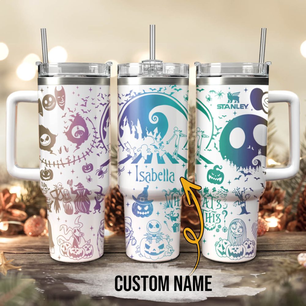 The Nightmare Before Christmas Movies Custom Stanley Quencher 40Oz Stainless Steel Tumbler With Handle, Stanley Cup, Tumbler Cup, Best Gift