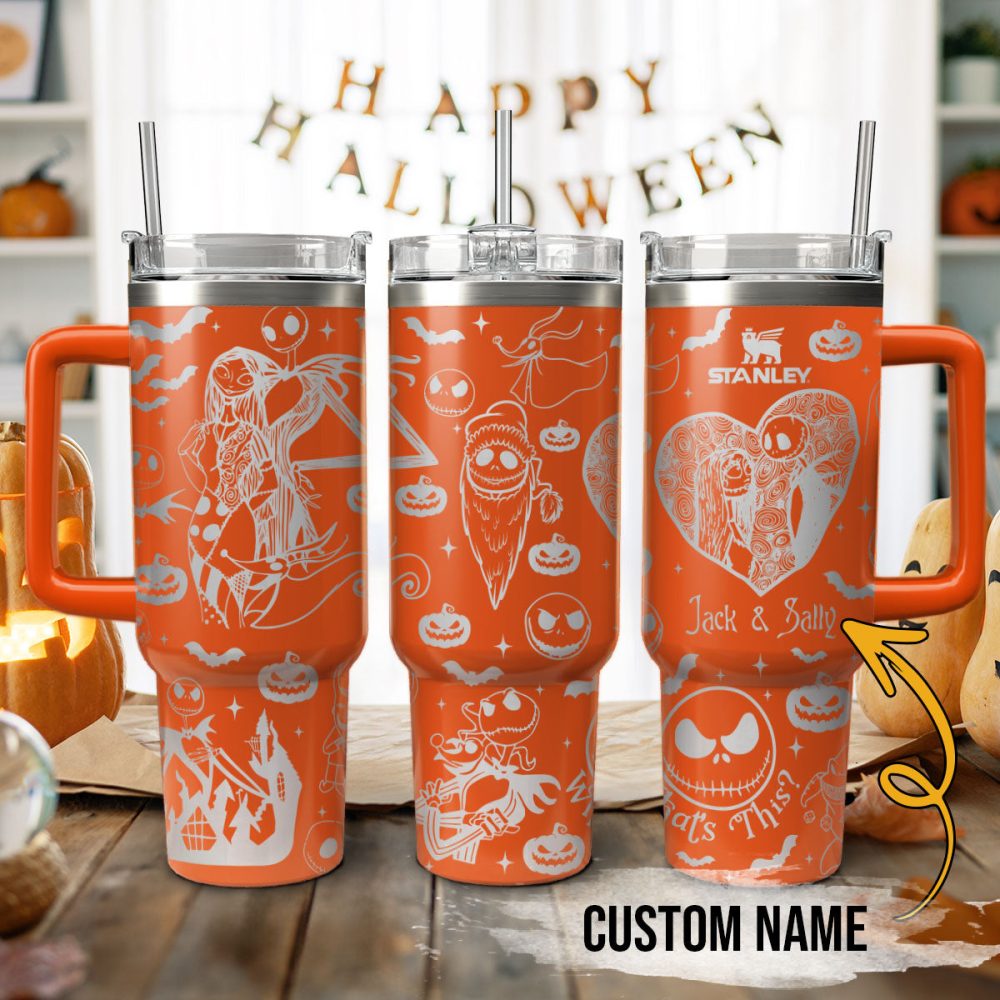 The Nightmare Before Christmas Movies Custom Stanley Quencher 40Oz Stainless Steel Tumbler With Handle, Stanley Cup, Tumbler Cup, Best Gift