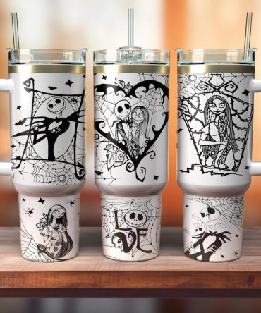 The Nightmare Before Christmas Movies Custom Stanley Quencher 40Oz Stainless Steel Tumbler With Handle, Stanley Cup, Tumbler Cup, Best Gift