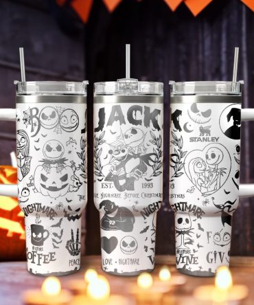 The Nightmare Before Christmas Movies Custom Stanley Quencher 40Oz Stainless Steel Tumbler With Handle, Stanley Cup, Tumbler Cup, Best Gift