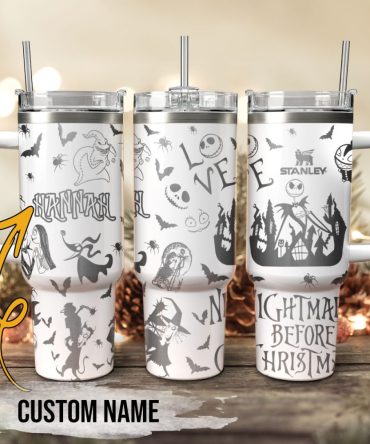 The Nightmare Before Christmas Movies Custom Stanley Quencher 40Oz Stainless Steel Tumbler With Handle, Stanley Cup, Tumbler Cup, Best Gift