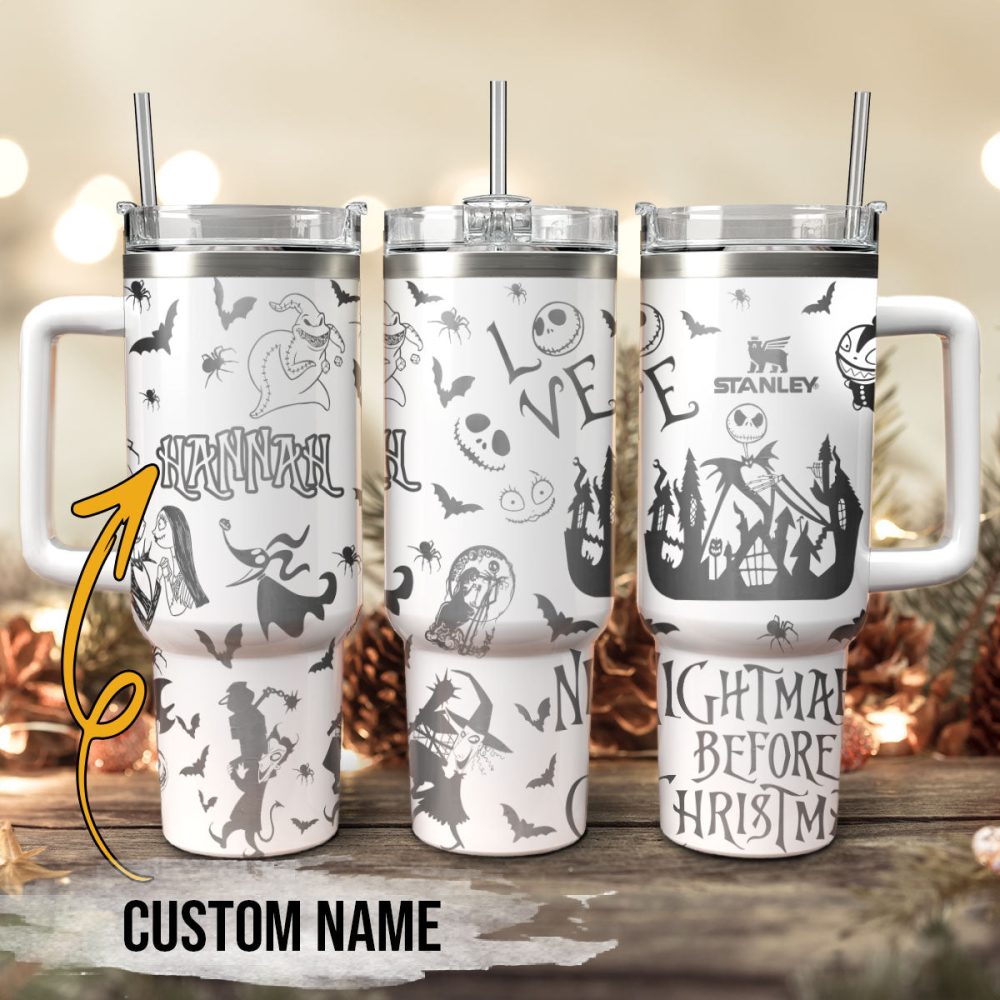 The Nightmare Before Christmas Movies Custom Stanley Quencher 40Oz Stainless Steel Tumbler With Handle, Stanley Cup, Tumbler Cup, Best Gift