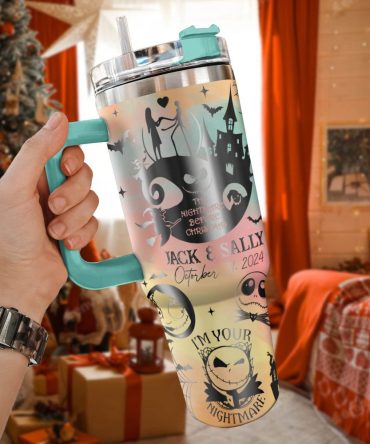 The Nightmare Before Christmas Movies Custom Stanley Quencher 40Oz Stainless Steel Tumbler With Handle, Stanley Cup, Tumbler Cup, Best Gift