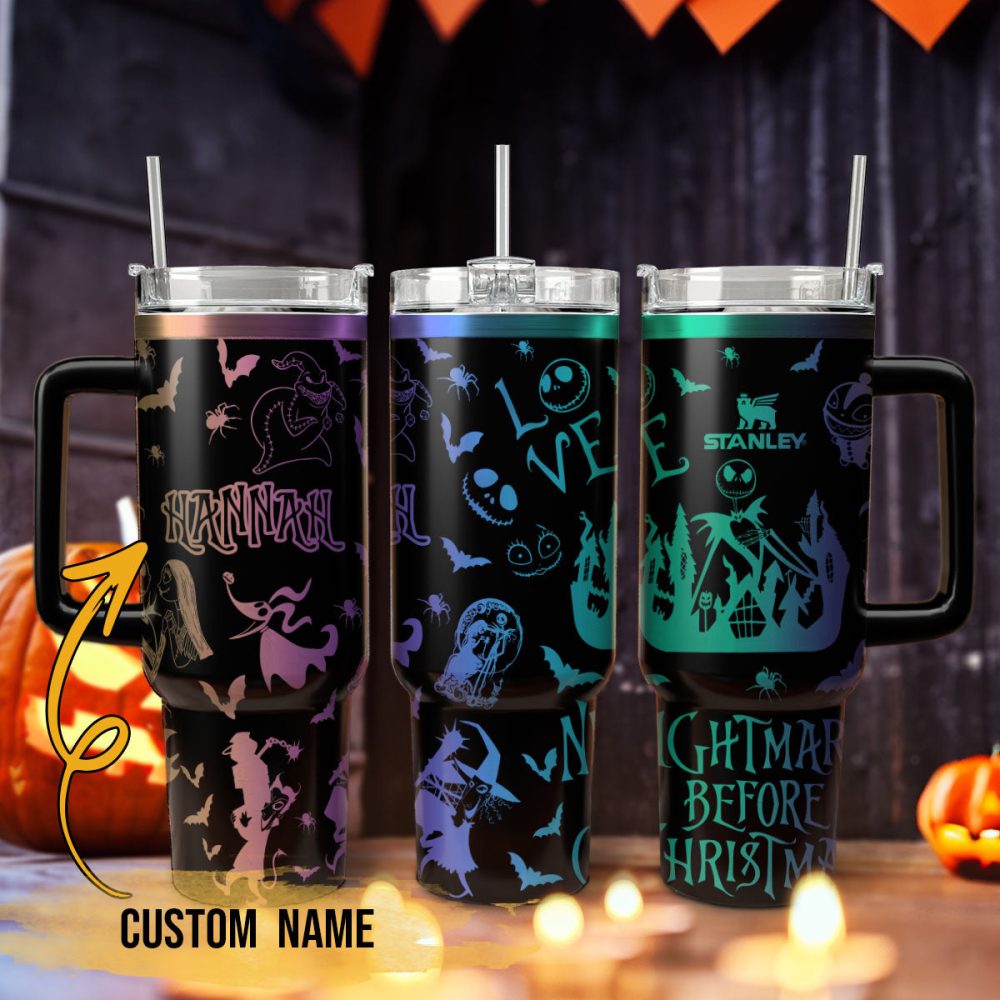 The Nightmare Before Christmas Movies Custom Stanley Quencher 40Oz Stainless Steel Tumbler With Handle, Stanley Cup, Tumbler Cup, Best Gift