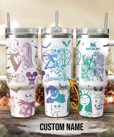 The Nightmare Before Christmas Movies Custom Stanley Quencher 40Oz Stainless Steel Tumbler With Handle, Stanley Cup, Tumbler Cup, Best Gift