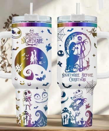 The Nightmare Before Christmas Movies Custom Stanley Quencher 40Oz Stainless Steel Tumbler With Handle, Stanley Cup, Tumbler Cup, Best Gift