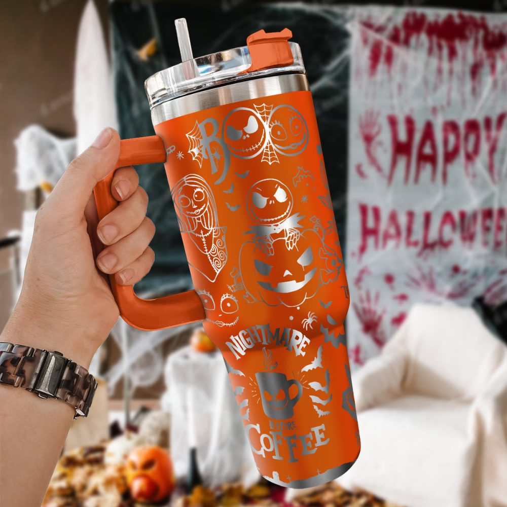 The Nightmare Before Christmas Movies Custom Stanley Quencher 40Oz Stainless Steel Tumbler With Handle, Stanley Cup, Tumbler Cup, Best Gift