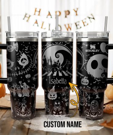 The Nightmare Before Christmas Movies Custom Stanley Quencher 40Oz Stainless Steel Tumbler With Handle, Stanley Cup, Tumbler Cup, Best Gift
