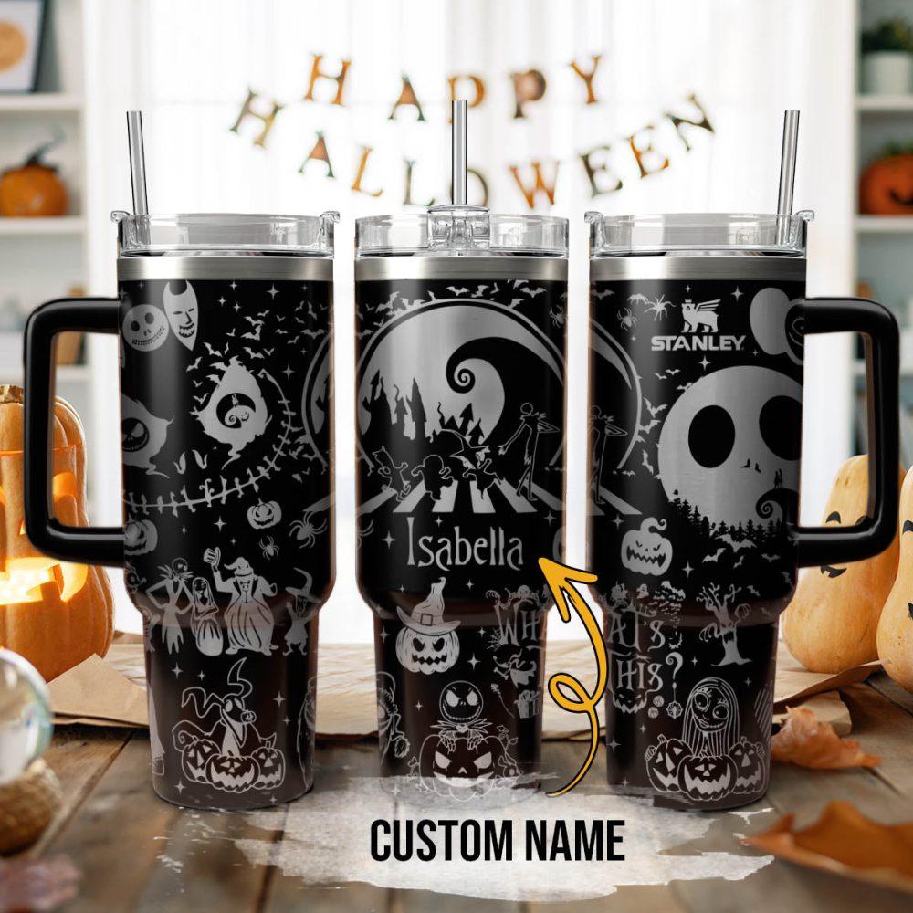 The Nightmare Before Christmas Movies Custom Stanley Quencher 40Oz Stainless Steel Tumbler With Handle, Stanley Cup, Tumbler Cup, Best Gift