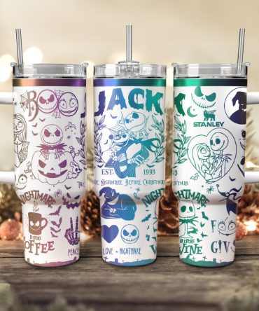 The Nightmare Before Christmas Movies Custom Stanley Quencher 40Oz Stainless Steel Tumbler With Handle, Stanley Cup, Tumbler Cup, Best Gift
