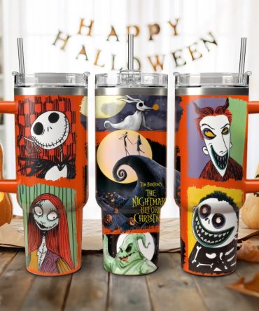 The Nightmare Before Christmas Movies Custom Stanley Quencher 40Oz Stainless Steel Tumbler With Handle, Stanley Cup, Tumbler Cup, Best Gift
