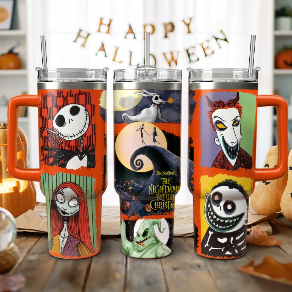 The Nightmare Before Christmas Movies Custom Stanley Quencher 40Oz Stainless Steel Tumbler With Handle, Stanley Cup, Tumbler Cup, Best Gift