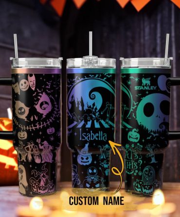 The Nightmare Before Christmas Movies Custom Stanley Quencher 40Oz Stainless Steel Tumbler With Handle, Stanley Cup, Tumbler Cup, Best Gift