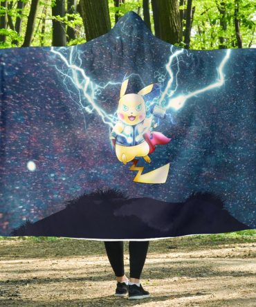 Thor Pikachu Pokemon Hooded Blanket