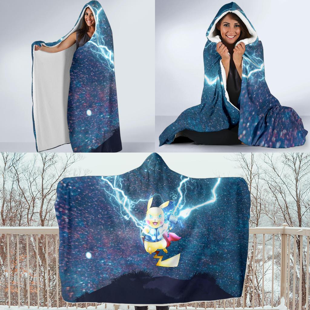 Thor Pikachu Pokemon Hooded Blanket - Image 4