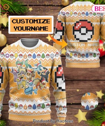 Customizable Pokémon-Themed Christmas Sweater - Add Your Name & Stay Cozy!
