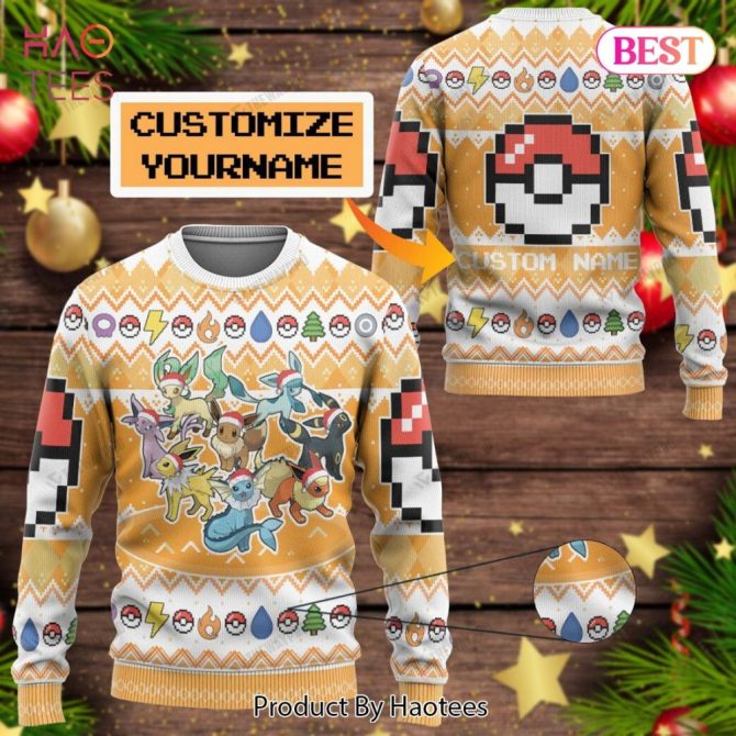 Customizable Pokémon-Themed Christmas Sweater - Add Your Name & Stay Cozy!