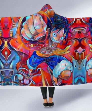Trippy Luffy One Piece Hooded Blanket