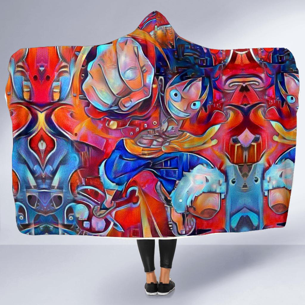 Trippy Luffy One Piece Hooded Blanket
