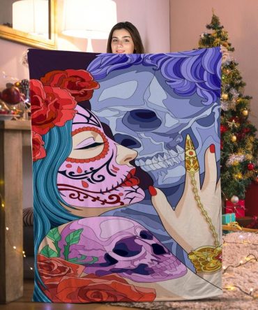 Vibrant Day Of The Dead Skull Art Blanket – Cozy & Colorful Throw For Home Decor