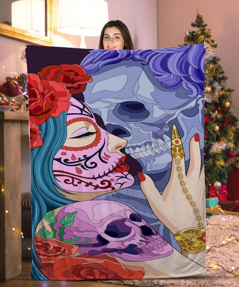 Vibrant Day Of The Dead Skull Art Blanket – Cozy & Colorful Throw For Home Decor
