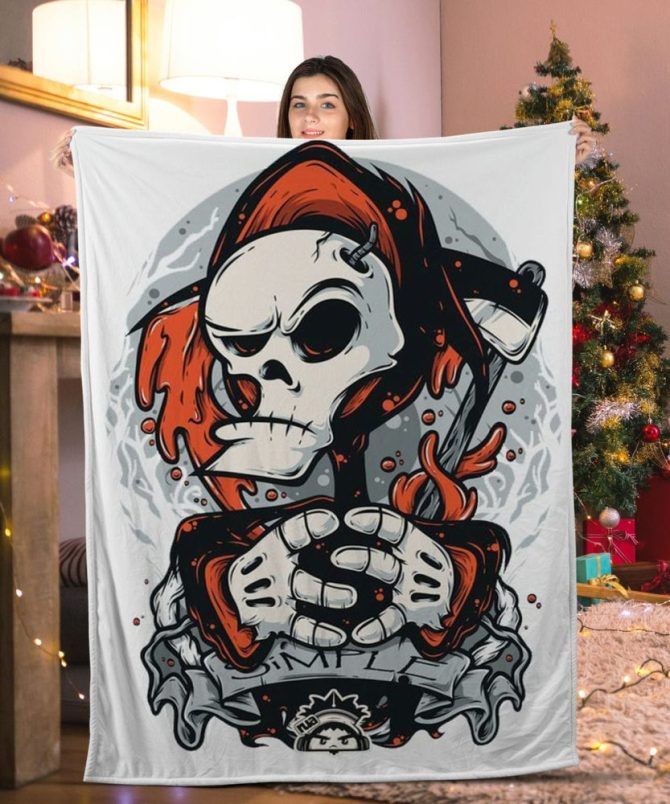 Cozy Gothic Skull Blanket – Soft Fleece Throw For Halloween & Home Decor Gift