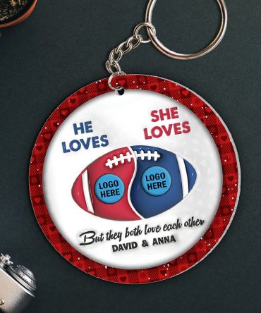 American Football Couple Keychain With Custom Logo Team - House Divided 02Hupu250924
