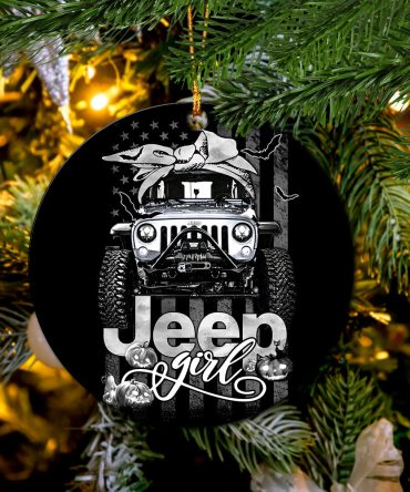 Halloween American Flag White Jeep Girl Ceramic Ornament Perfect Gift For Holiday