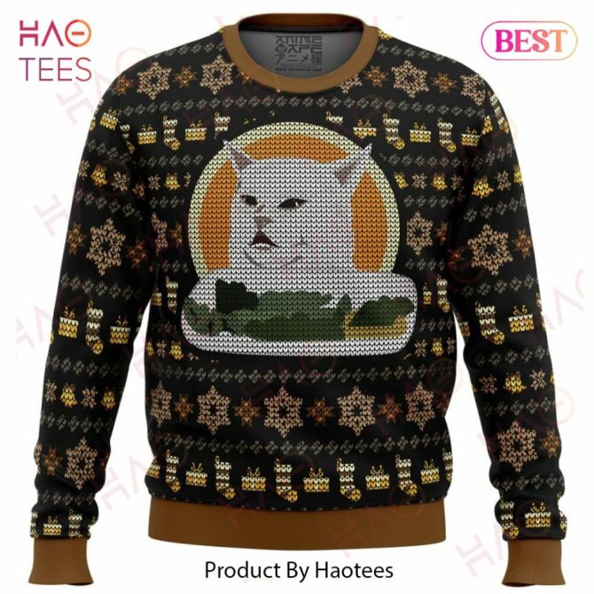 Cozy Cat Meme Ugly Christmas Sweater - Funny Holiday Knit Pullover For Cat Lovers