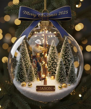 Merry Christmas 2025 - Personalized Lineman Ornament - Unique Gift For Linemen, Electricians & More