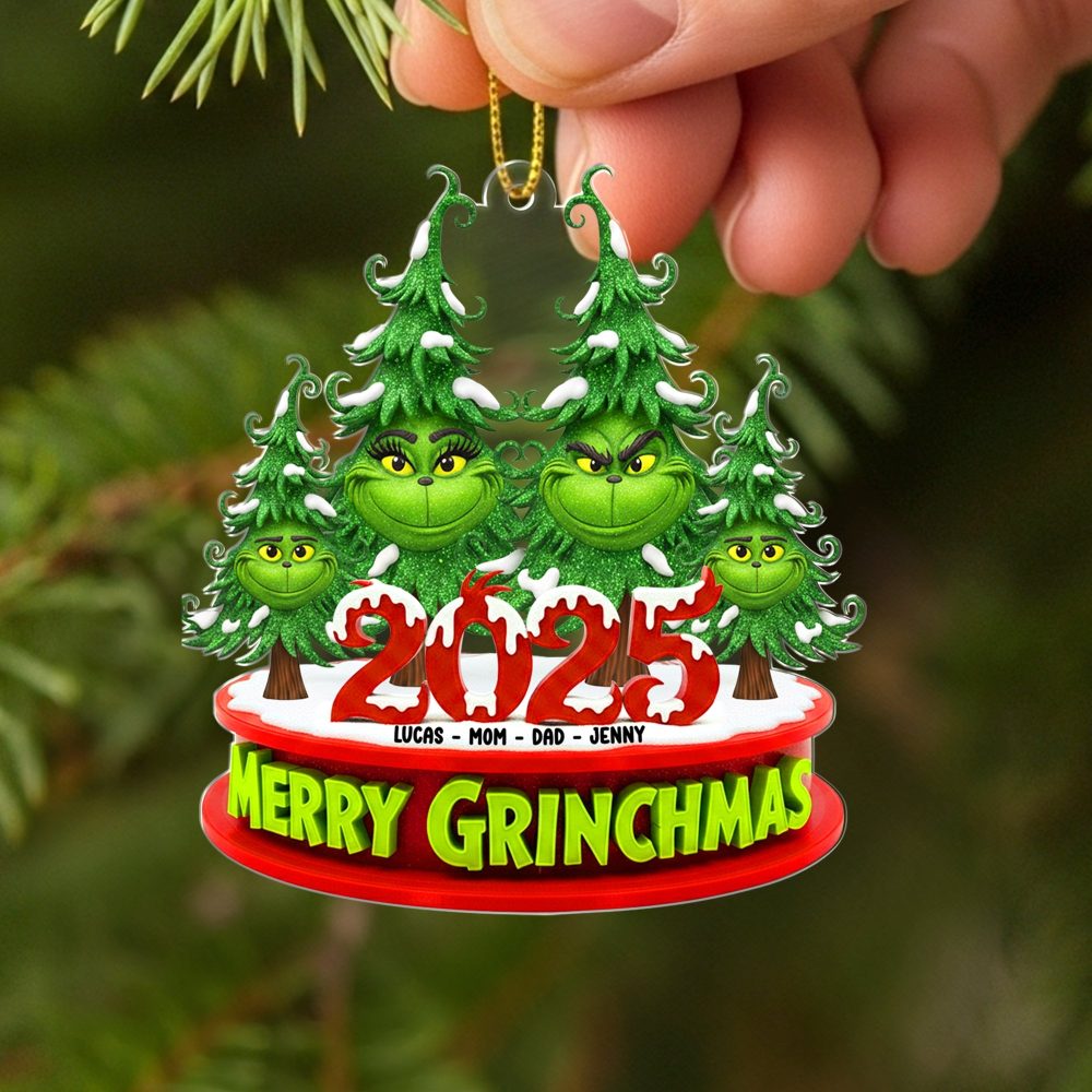 Merry Grinchmas 2025 – Personalized Christmas Ornament For Family - Image 2