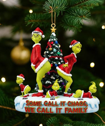 “Some Call It Chaos, We Call It Family” - Funny Green Monster Family Personalized Christmas Ornament
