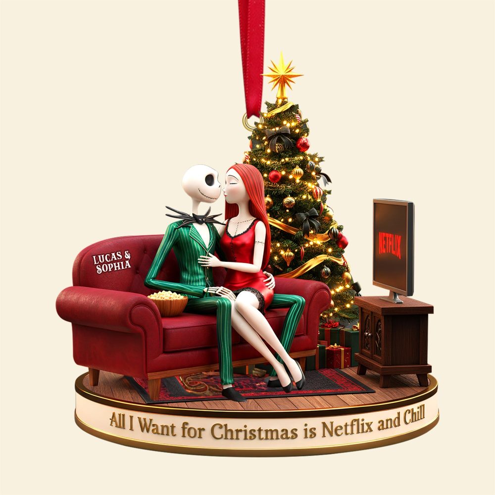 All I Want For Christmas Is Netflix And Chill - Personalized Christmas Ornament For Couples - Image 4