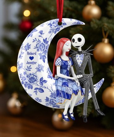 “Love You To The Moon And Back” – Personalized Romantic Moon Couple Ornament - Unique Custom Gifts For Couples, Friends, And Family