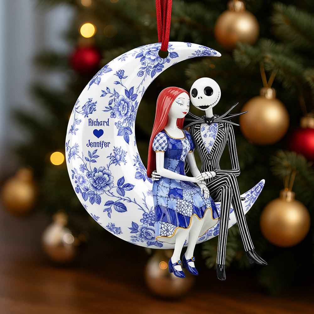 “Love You To The Moon And Back” – Personalized Romantic Moon Couple Ornament - Unique Custom Gifts For Couples, Friends, And Family