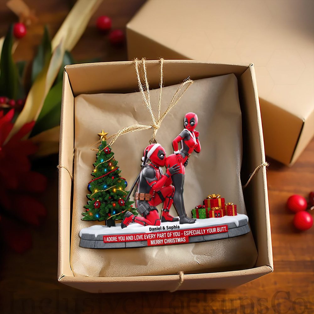 I Adore You – Funny Red Masked Couple Ornament - Personalized Gift For Couples - Image 5