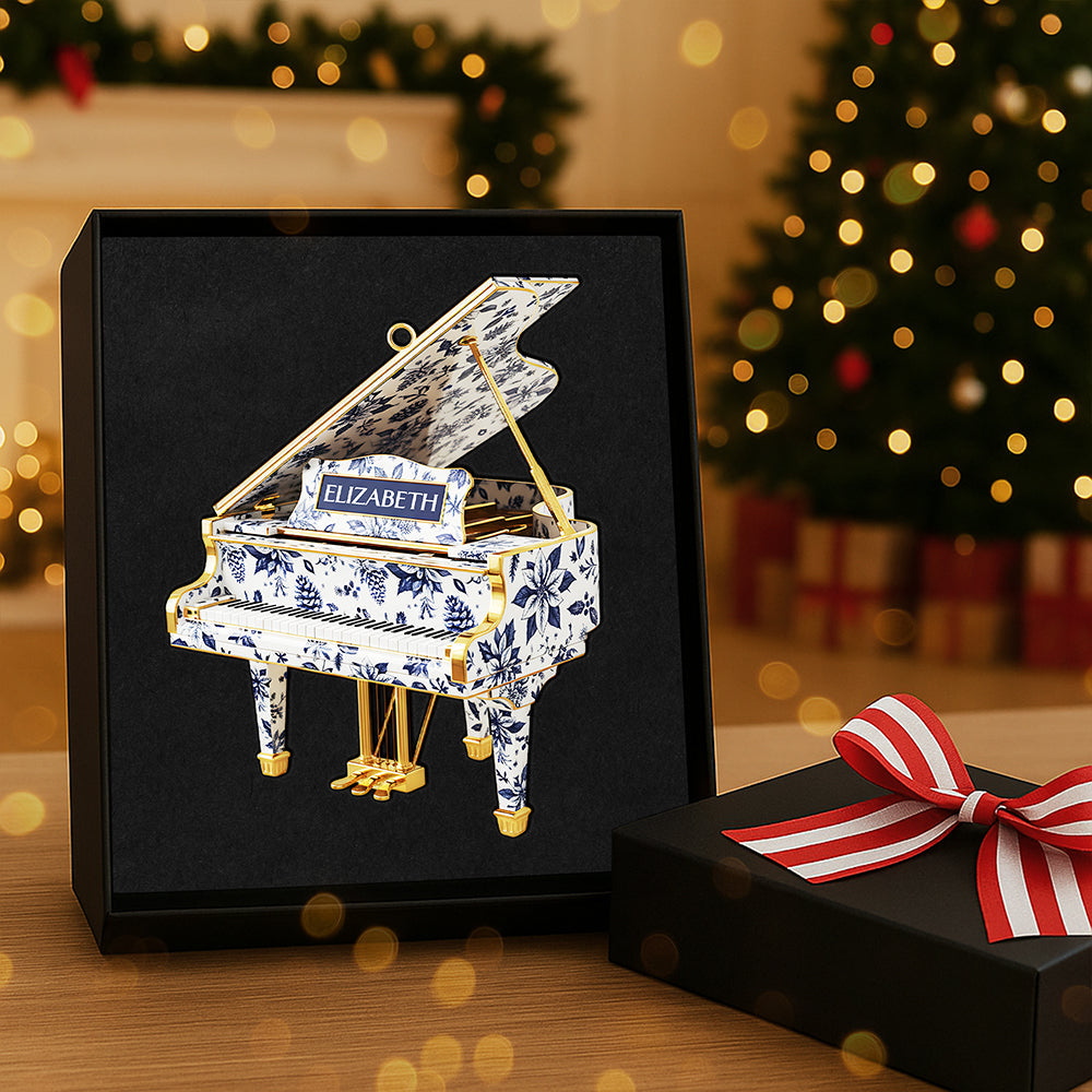 Strike A Chord This Christmas! - Personalized Piano Toile De Jouy Custom Shape Acrylic Ornament - Perfect Gift For Music Lovers, Friends & Family - Image 3