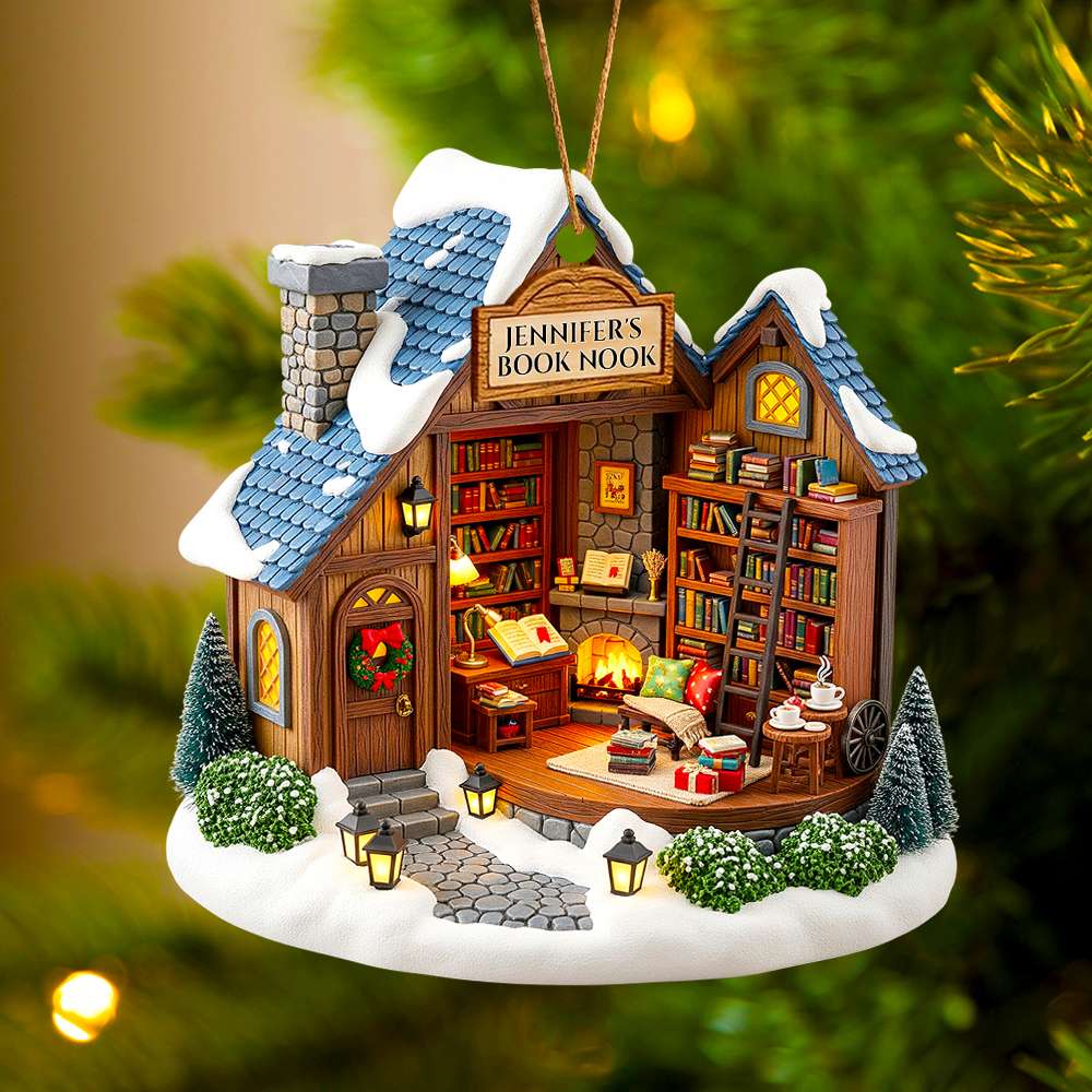 A Cozy Retreat For Every Book Lover - Personalized Book Nook Christmas Ornament - Custom Gift For Readers, Friends, Family - Image 6