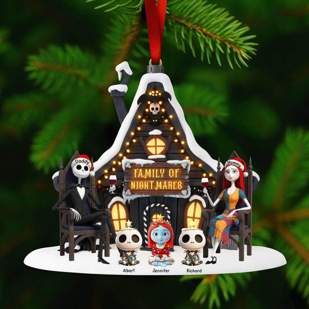 “Bring Joy To Your Spooky Family Holiday!” - Spooky Family Christmas Ornament - Personalized Gift For Families - Image 2