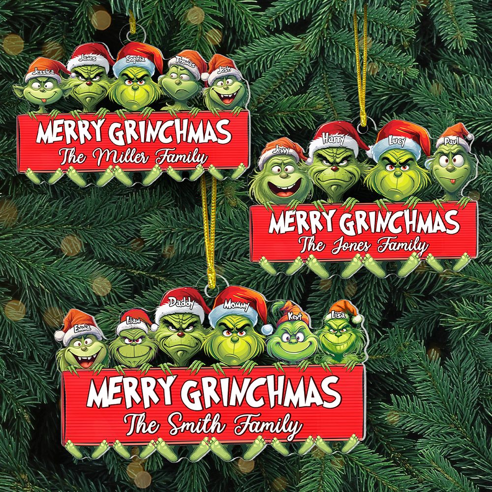 Personalized Merry Grinchmas Family Christmas Ornament - Image 2