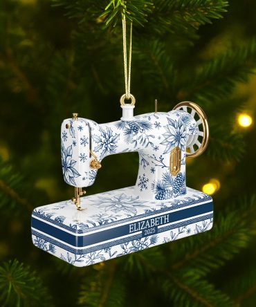 Sewing Is Love: Personalize Your Keepsake - Sewing Toile De Jouy Acrylic Ornament - Unique Gift For Crafters And Sewing Enthusiasts