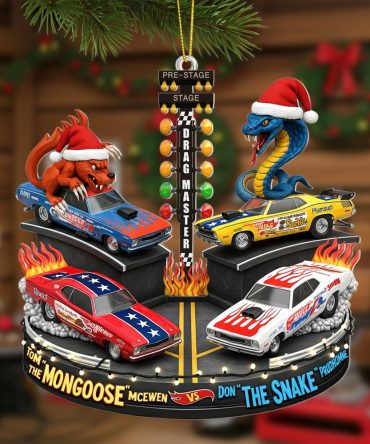 Rev Up Your Holiday Spirit! - Festive Rivalry Christmas Ornament - Personalized Gifts For Drag Racing Enthusiasts