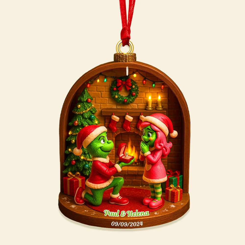 Celebrate Love This Christmas With Our Personalized Grinch Ornament - Custom Acrylic Ornament For Couples - Image 3