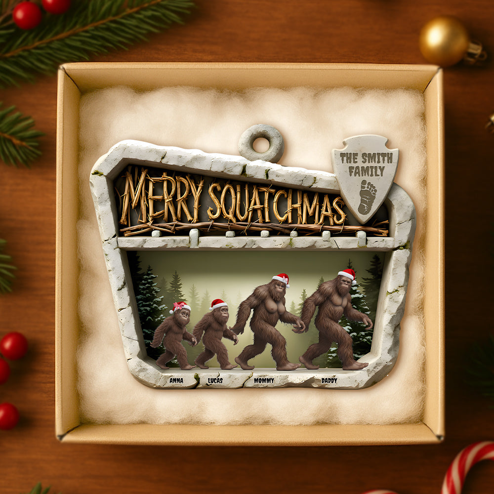 Merry Squatchmas - Wild Sasquatch Family Walking Acrylic Ornament - Personalized Gifts For Family - Image 3