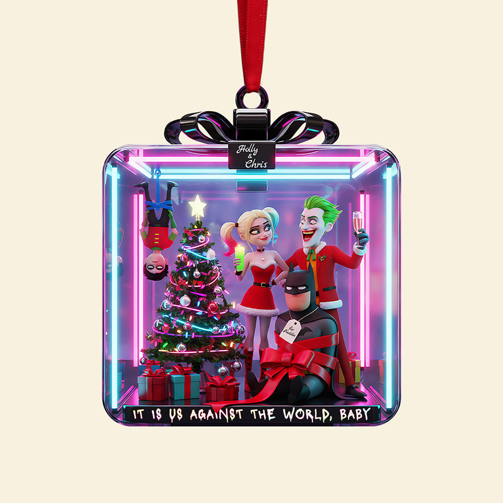 It Is Us Against The World, Baby - Mischievous Couple Personalized Christmas Ornament - Custom Gift For Couples - Image 4