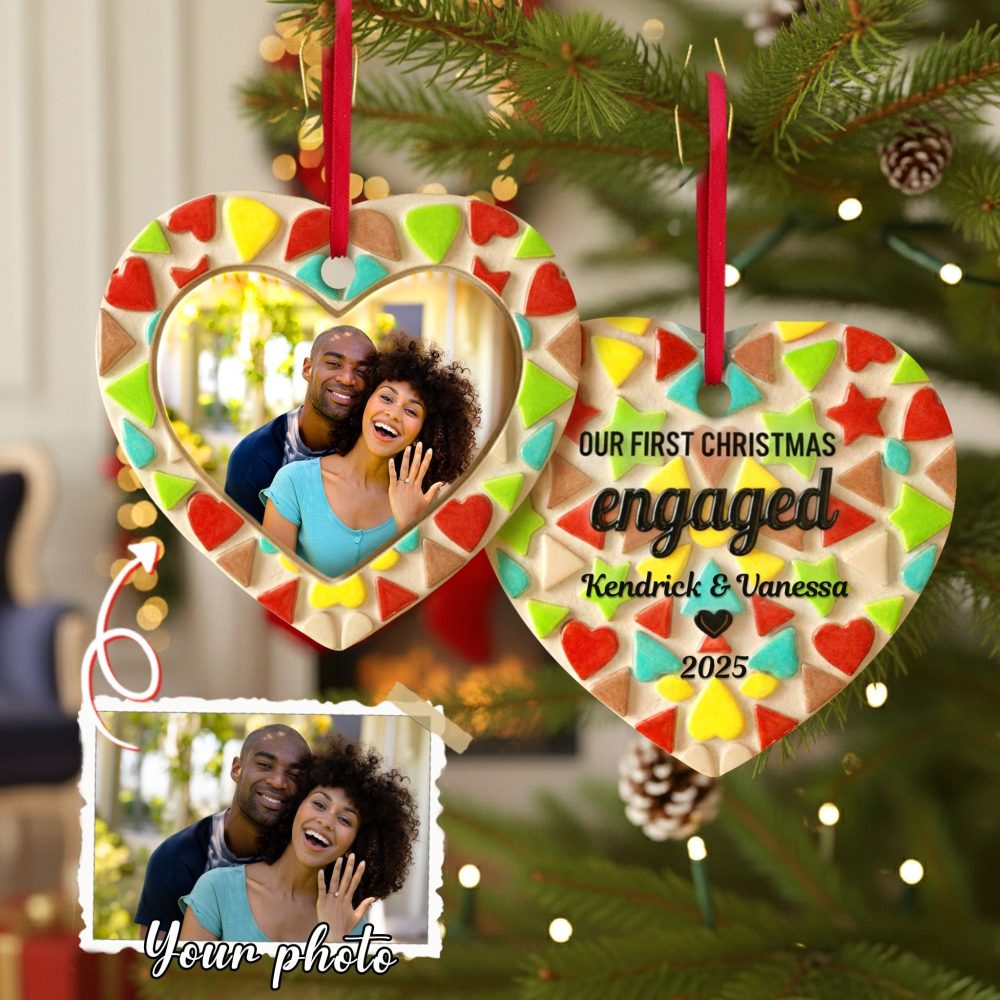Celebrate Love: Our First Christmas Engaged Ornament - Personalized Gift For Couples