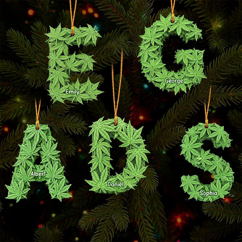 Personalized Alphabet Letters Christmas Ornament – Unique Gifts For Weed Lovers