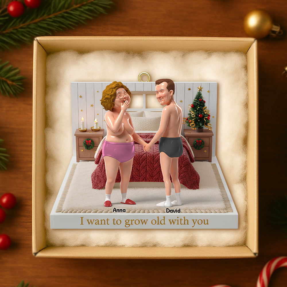 I Want To Grow Old With You - Personalized Funny Gift For Old Couples - Custom Christmas Ornament - Image 2