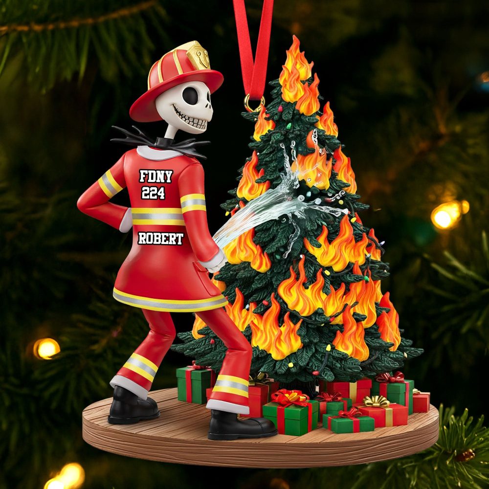 “Spook-Tacular Moments Await!” - Funny Spooky Firefighter Ornament - Personalized Gift For Firefighters - Image 2