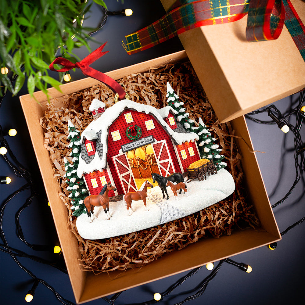 Home Sweet Barn - Personalized Farm Style Christmas Ornament For Horse Lovers - Image 3